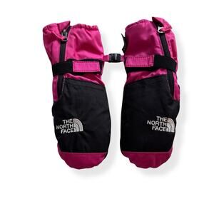 North Face pink & black kids snow mitts
